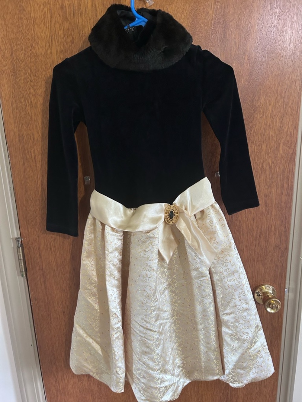 American Girl Midnight Holly Holiday Dress Black Fit & Flare Dress Faux Fur